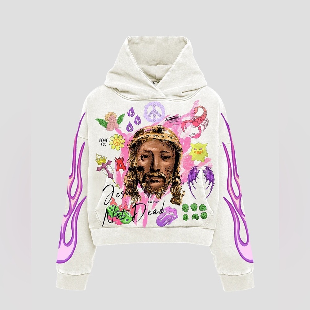Angelic Motion “Jesus” Colorful Graphic Hoodie